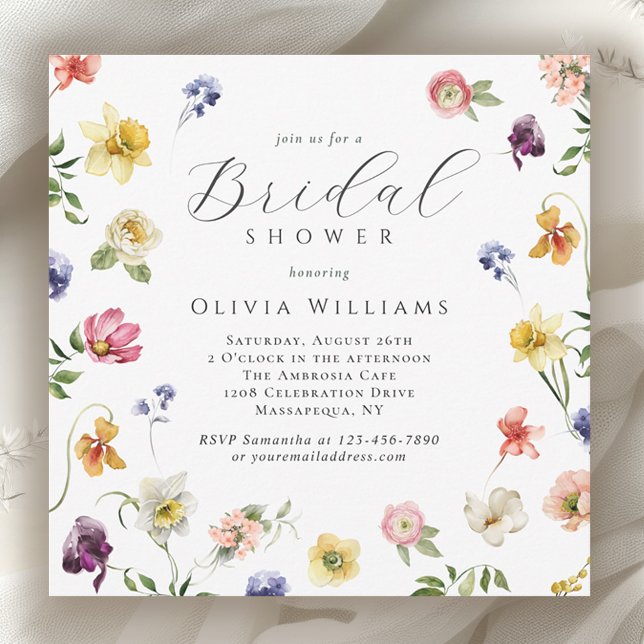 Convite Spring Garden Blooms Floral Bridal Shower  (Available in both printed and instant download digital formats.)