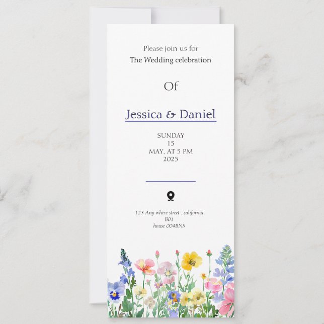 Convite Spring multi floral colors garden wedding invitati (Frente)