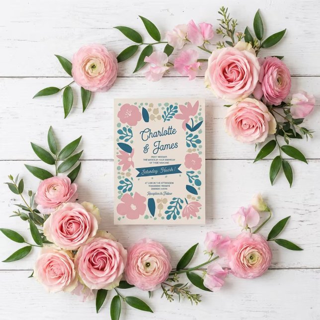 Convite Spring Pastel Petals Wedding Invitation (Criador carregado)