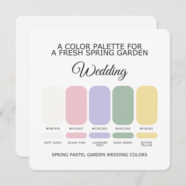 Convite Spring Pastel Wedding Color Palette Card (Frente/Verso)