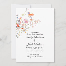 Convite spring simple hand drawn Floral elegant wedding