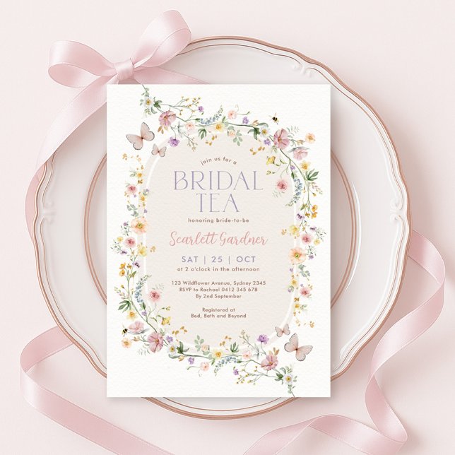 Convite Spring Wildflower Butterfly Bridal Tea (Criador carregado)