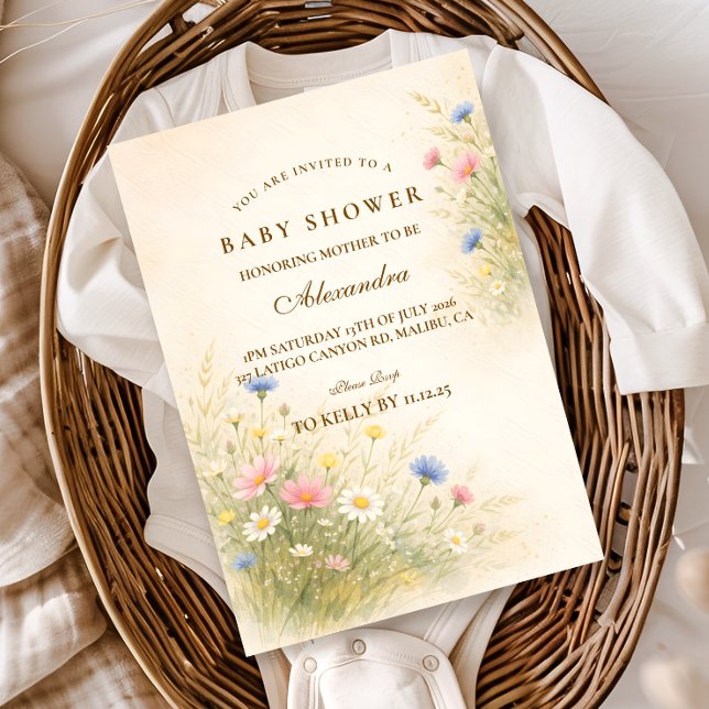 Convite Spring Wildflower Meadow Baby Shower (Criador carregado)