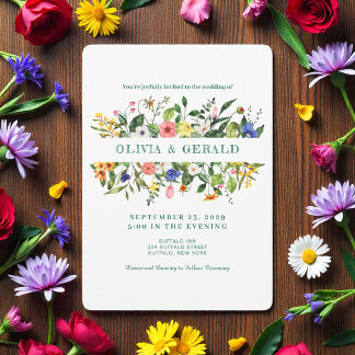 Convite Spring Wildflowers Watercolor Wedding Invitation 