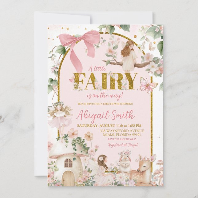 Convite Spring woodland fairy baby shower invitation (Frente)