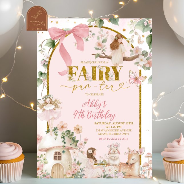 Convite Spring woodland tea party fairy birthday  (Criador carregado)