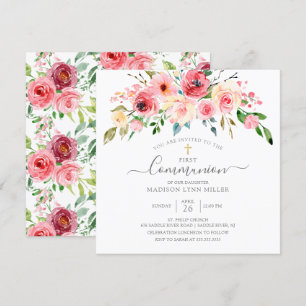 Convite Springtime Peonies Rosa Floral Commune