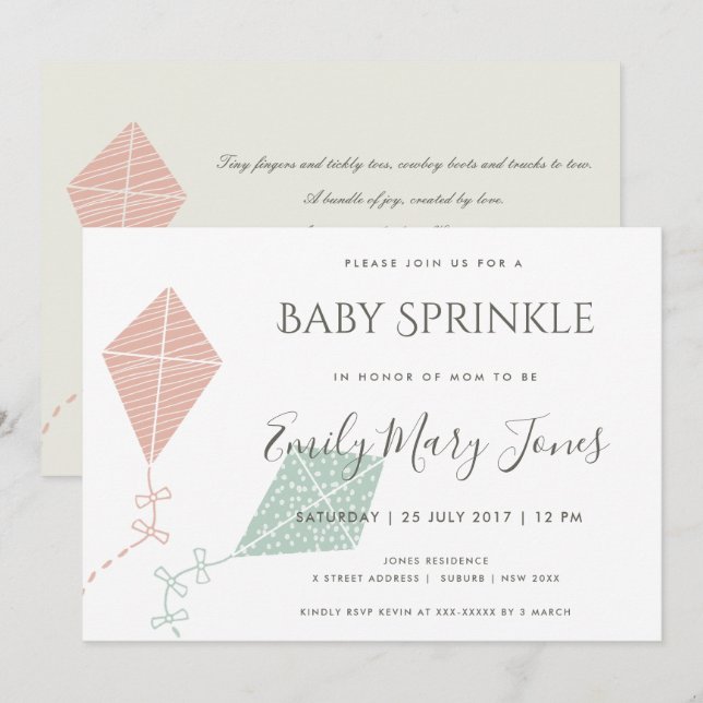 CONVITE SPRINKLE DE BEBÊ AZUL DE COR SUJEITA A PINCO SUJEI (Frente/Verso)