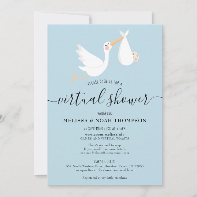 Convite Sprinkle de Chá de fraldas de longa distância onli (Frente)