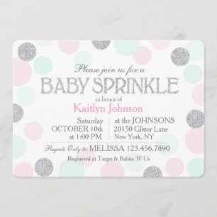 Convite Sprinkle de Seafoam Rosa-Coletor de Prata