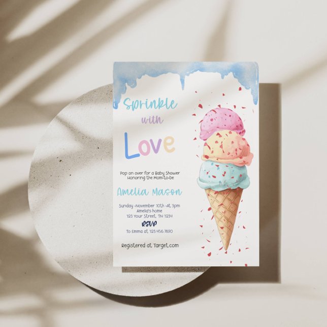 Convite Sprinkled with Love Ice Cream Baby Shower Party (Criador carregado)