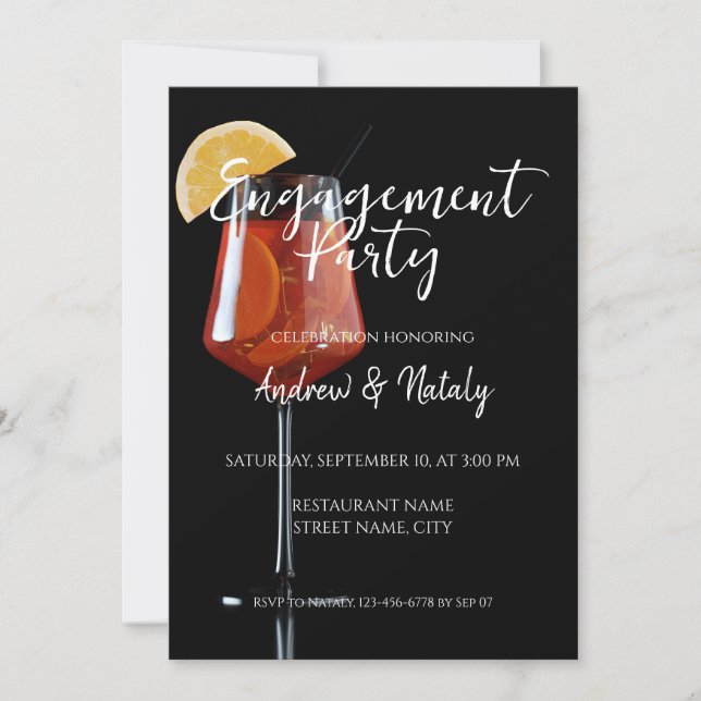 Convite Spritz coquetel em preto (Frente)