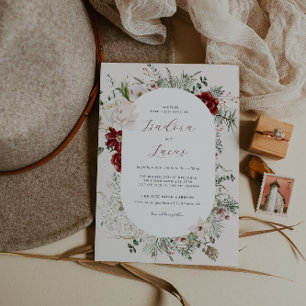 Convite Spruce & Lace Casamento de Flores de Inverno