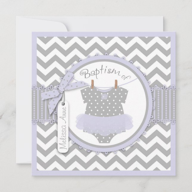 Convite SQ-LVGY2 do baptismo do impressão e do (Frente)