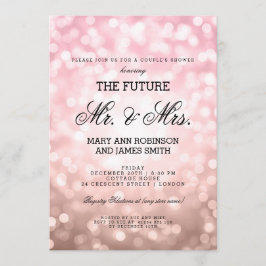 Convite Sr. Casal Chá Blush Pink Bokeh Lights