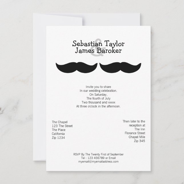Convite Sr. e Sr. Mustache Wedding (Frente)