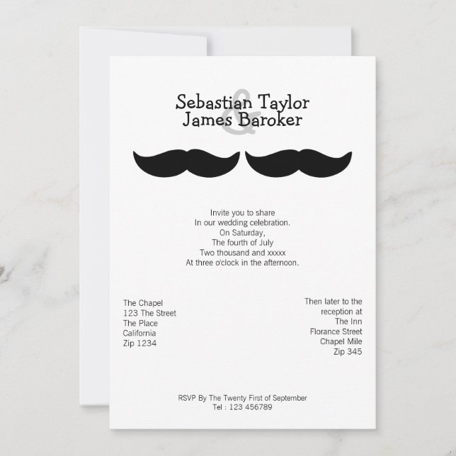 Convite Sr. e Sr. Mustache Wedding (Frente)