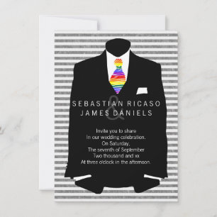 Convite Sr. e Sr. Suit e Rainbow Tie Gay Wedding