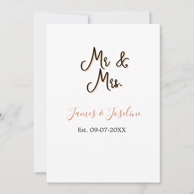 Convite Sr e Sra adicionar nome est. Data ano casamento ca (Frente)
