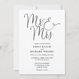 Convite Sr e Sra Elegante Roteiro Preto e Branco Casamento