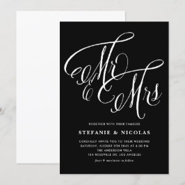 Convite Sr. e Sra. Rustic Calliografia Black Wedding