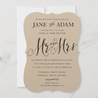 Convite Sr. e Sra. Typografia Wedding KRAFT