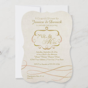 Convite Sr. e Sra. Typography Flourish Scroll Watercolor