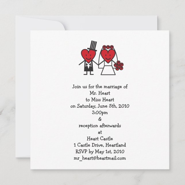 Convite Sr. Heart Wedding Invitation - quadrado (Frente)