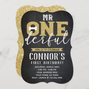 Convite Sr. Onetiful primeiro aniversario Invitation Chalk