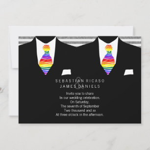 Convite Sr. Suit e Rainbow Tie Gay Wedding