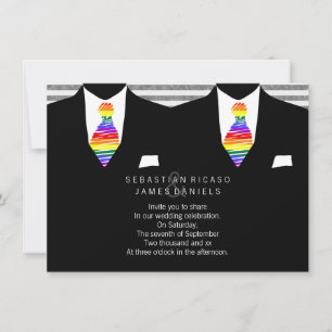 Convite Sr. Suit e Rainbow Tie Gay Wedding