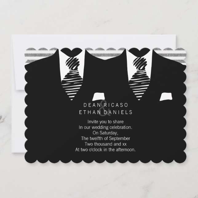 Convite Sr. Suit e Tie Gay Wedding (Frente)