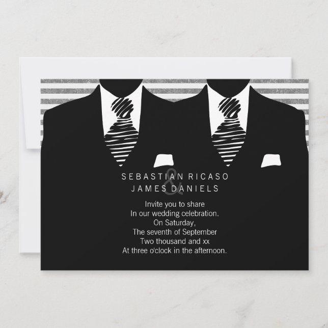 Convite Sr. Suit e Tie Gay Wedding (Frente)