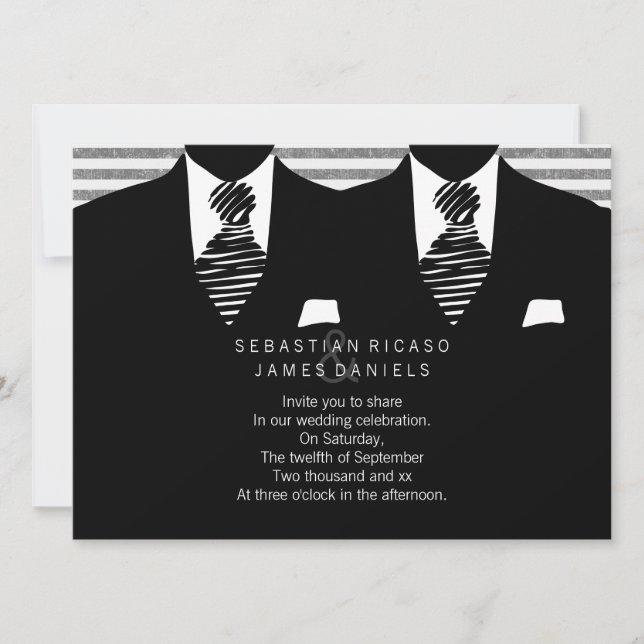 Convite Sr. Suit e Tie Gay Wedding (Frente)