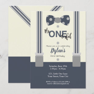 Convite Sr. um marinho derful e laço cinzento