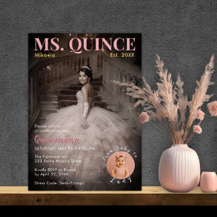 Convite Sra. Quince Blush Rosa Elegante Quinceañera 