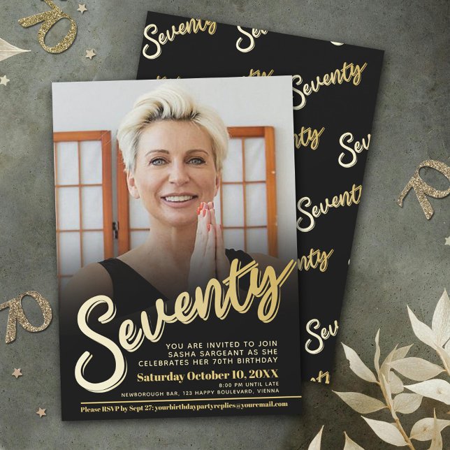 Convite Ssetenta 70, roteiros de fotos de aniversário, cor (Criador carregado)