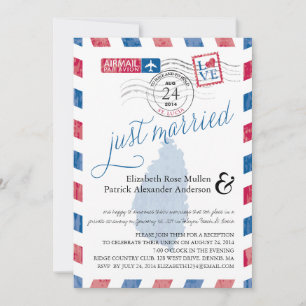 Convite St. Lucia Recém-Casados Correio Aéreo Recepção