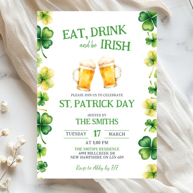 Convite St Patrick Eat, Drink, and be Irish Party (Criador carregado)