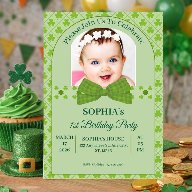 Convite St. Patrick’s Day 1st Birthday (St. Patrick’s Day 1st Birthday Invitation)
