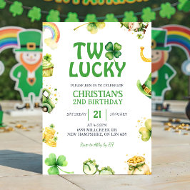Convite St Patrick Two Lucky Birthday Invitation