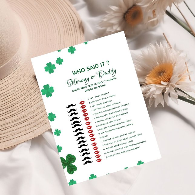 Convite ST Patrick who said it Baby shower game Card (Criador carregado)