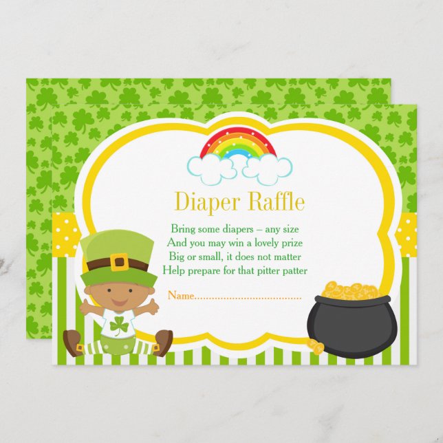 Convite St Patricks African American Boy Fralda Raffle (Frente/Verso)