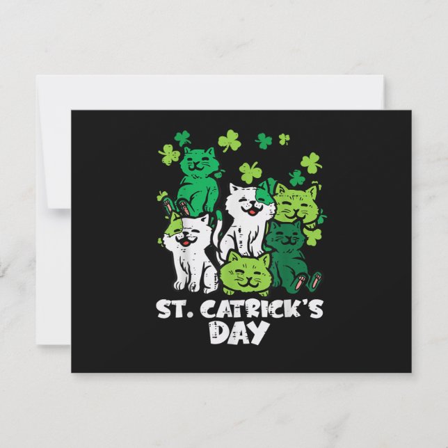Convite St Patricks Catricks Day Cats Saint Pattys (Frente)