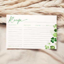 Convite St. Patricks Day Bridal Shower Green Recipe Card