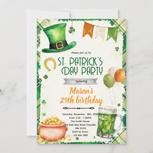 Convite St. Patrick's Day Party Invitation (Frente)