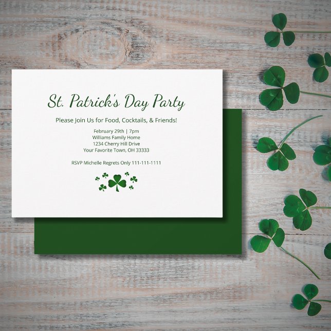 Convite St. Patrick's Day Party Lucky Green Shamrocks (Criador carregado)