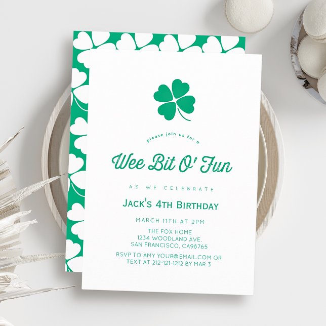 Convite St. Patrick's Day Shamrock White Boy Birthday (Criador carregado)