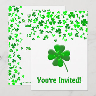 Convite St Patrick's Day Shamrocks Personalized Flat