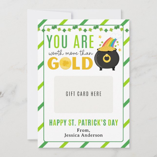Convite St. Patrick's Day Teacher Appreciation Gift Card (Frente)